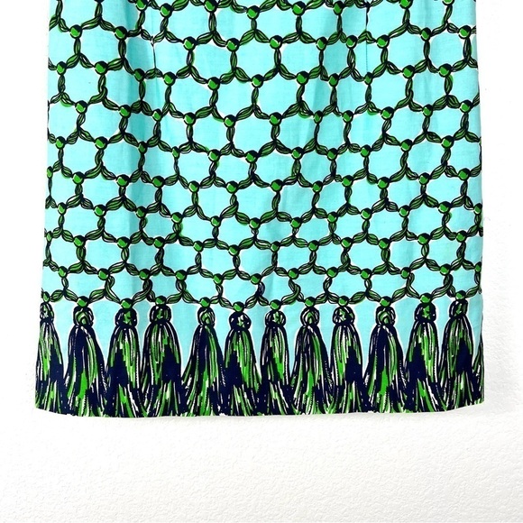 Lilly Pulitzer Bowen Tassel Blue & Green mini dress size 0 - Picture 5 of 9